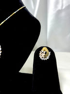 Almond Curved Pendant With Chain and Earrings