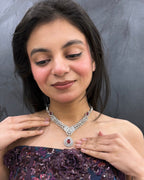 American Diamond Dusk Necklace Set with Teardrop Stone