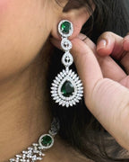 American Diamond Dusk Necklace Set with Teardrop Stone