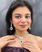 American Diamond Dusk Necklace Set with Teardrop Stone