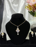 Barfi Shaped Pendant With Chain and Earrings