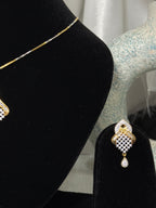 Barfi Shaped Pendant With Chain and Earrings