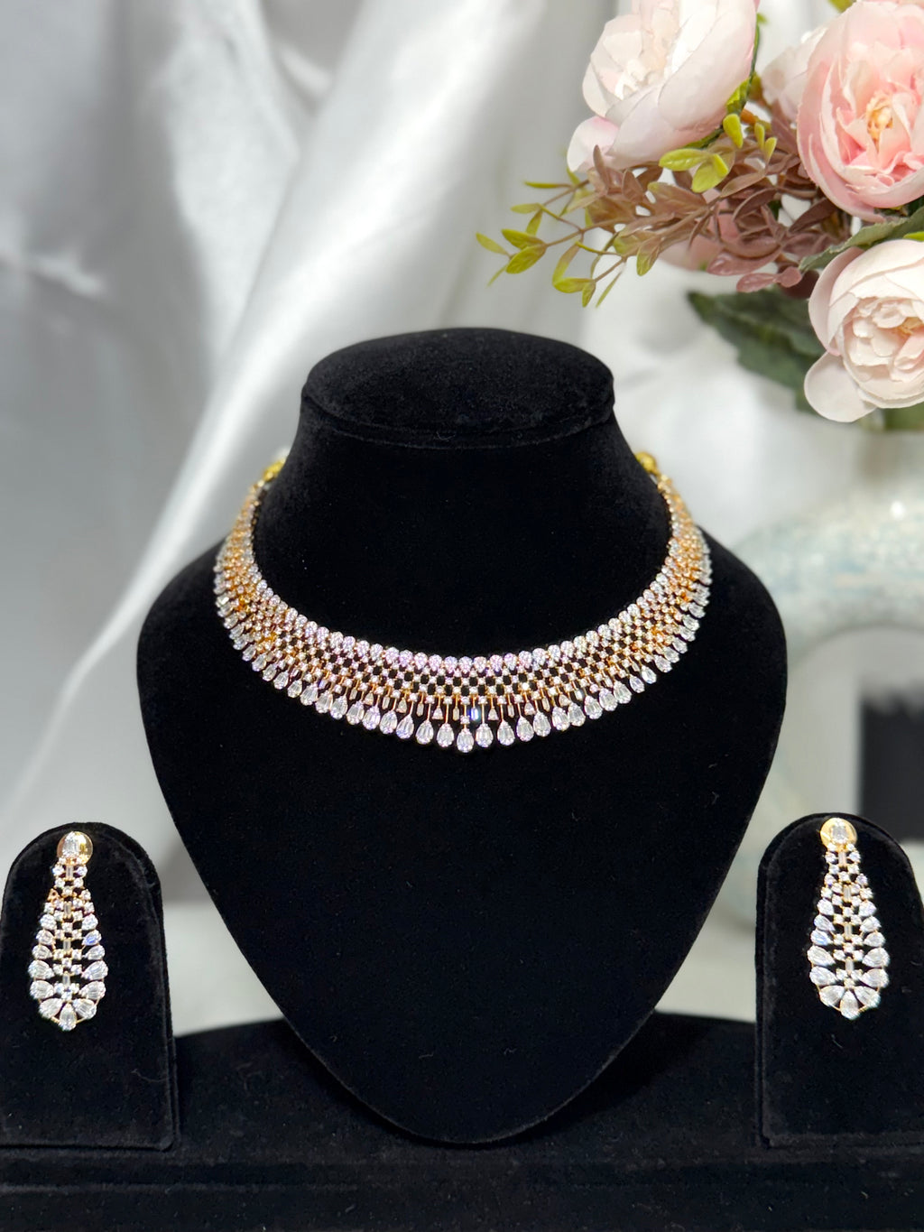 Crystal Crown American Diamond Necklace Set