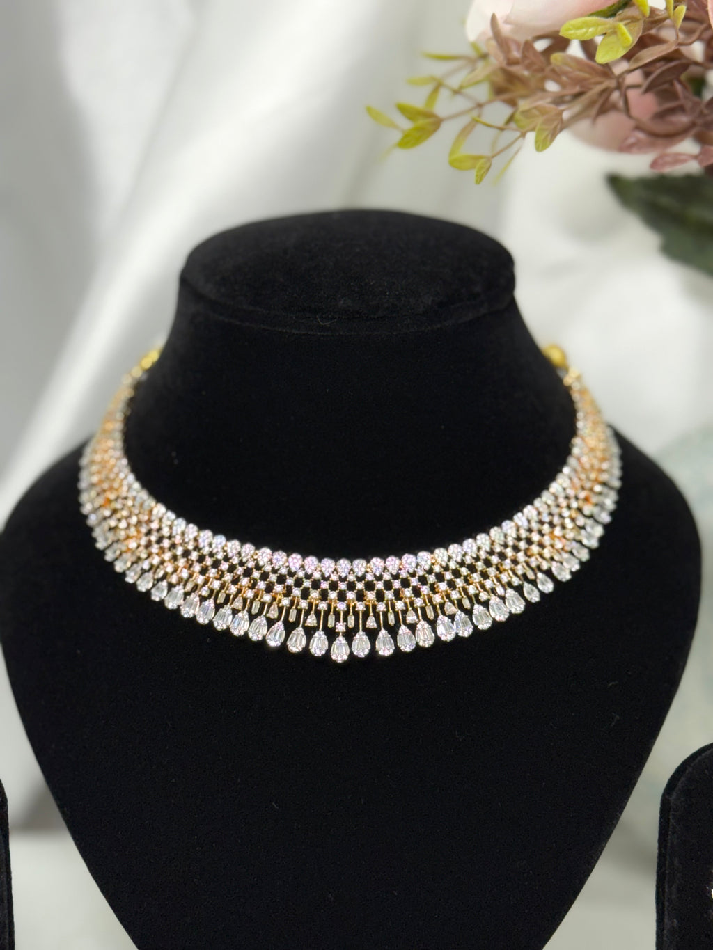 Crystal Crown American Diamond Necklace Set