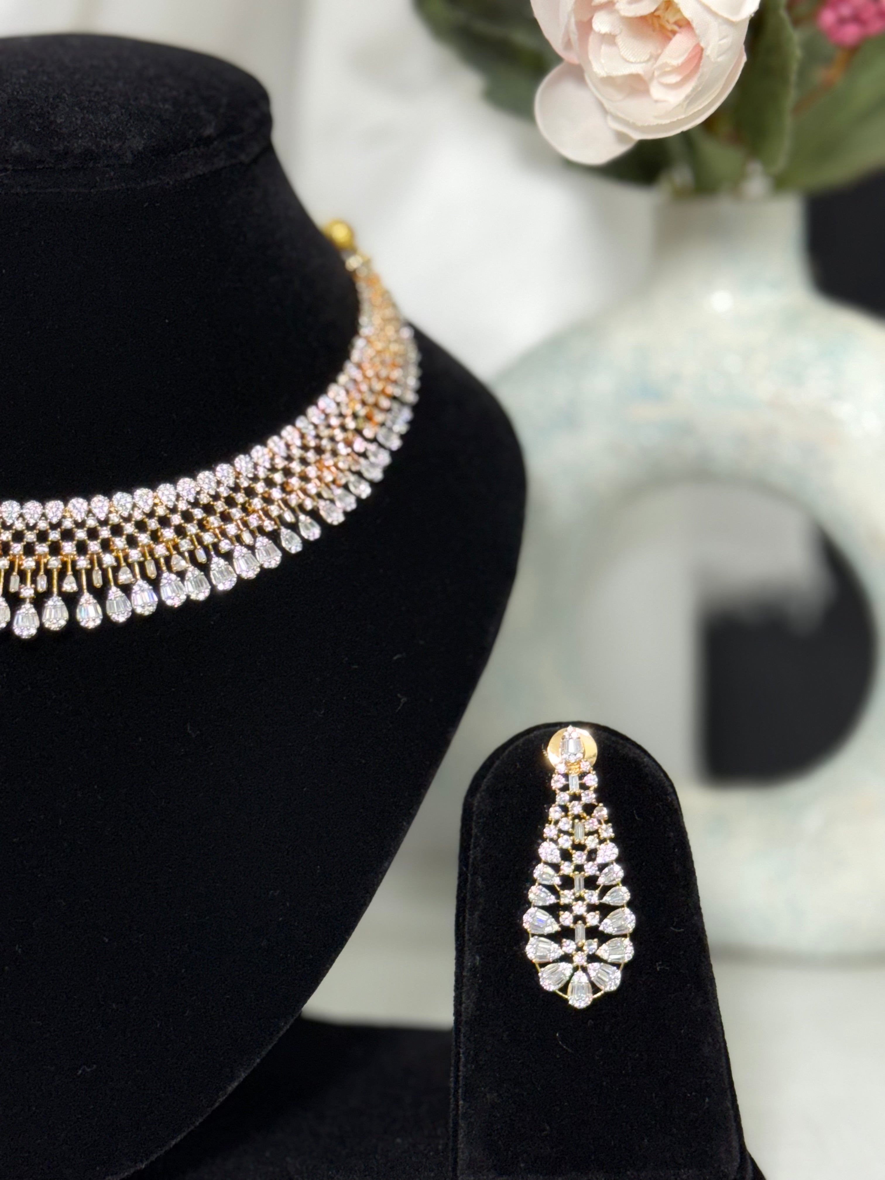 Crystal Crown American Diamond Necklace Set