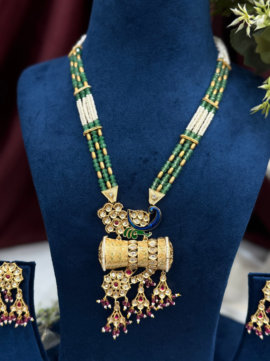 Dumroo Peacock Style Heritage Long Necklace Set