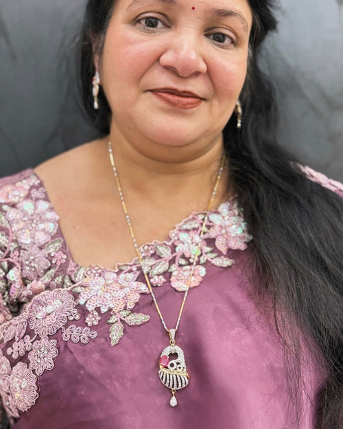 Elephant Design Pendant Set With Chain and Earrings