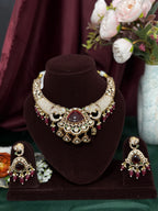 Elephant Motif American Diamond Necklace Set