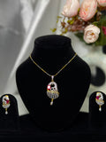 Elephant Design Pendant Set With Chain and Earrings