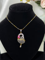 Elephant Design Pendant Set With Chain and Earrings