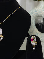 Elephant Design Pendant Set With Chain and Earrings