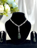 Emerald Green Teardrop AD Necklace Set with Earrings