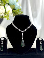 Emerald Green Teardrop AD Necklace Set with Earrings