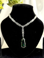 Emerald Green Teardrop AD Necklace Set with Earrings
