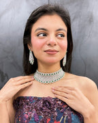 Emerald Rani Choker Jewellery Set with Maang Tikka