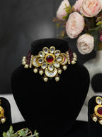 Floral Kundan Pearl Drop Choker Set