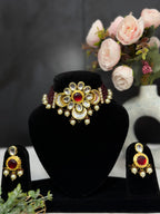 Floral Kundan Pearl Drop Choker Set