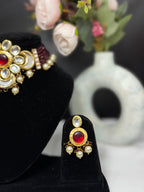 Floral Kundan Pearl Drop Choker Set