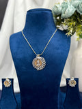 Peacock Style Ginni Pendant Set With Chain and Earrings