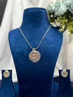 Peacock Style Ginni Pendant Set With Chain and Earrings