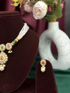 Floral Teardrop Kundan Pearl Necklace Set