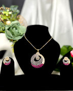 Gilded Grace Spiral Pendant With Chain and Earrings