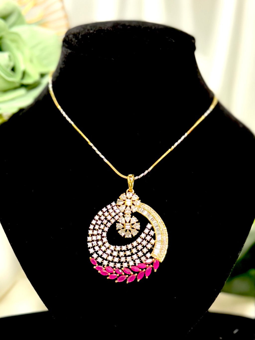Gilded Grace Spiral Pendant With Chain and Earrings