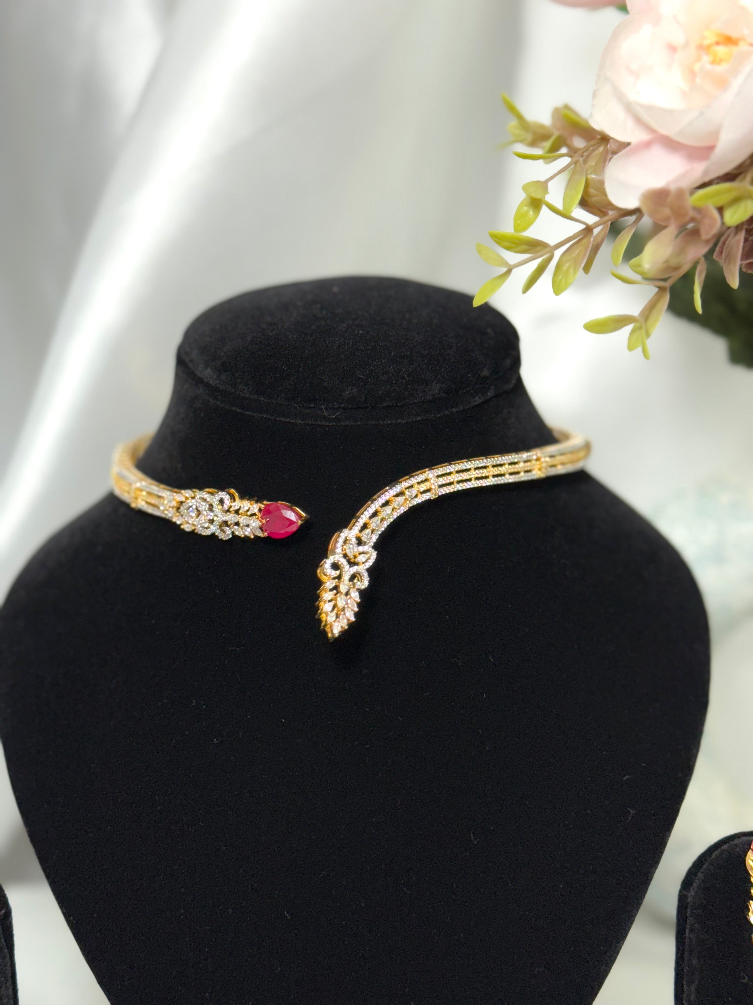 Gold-Toned Ruby Hasli Necklace Set