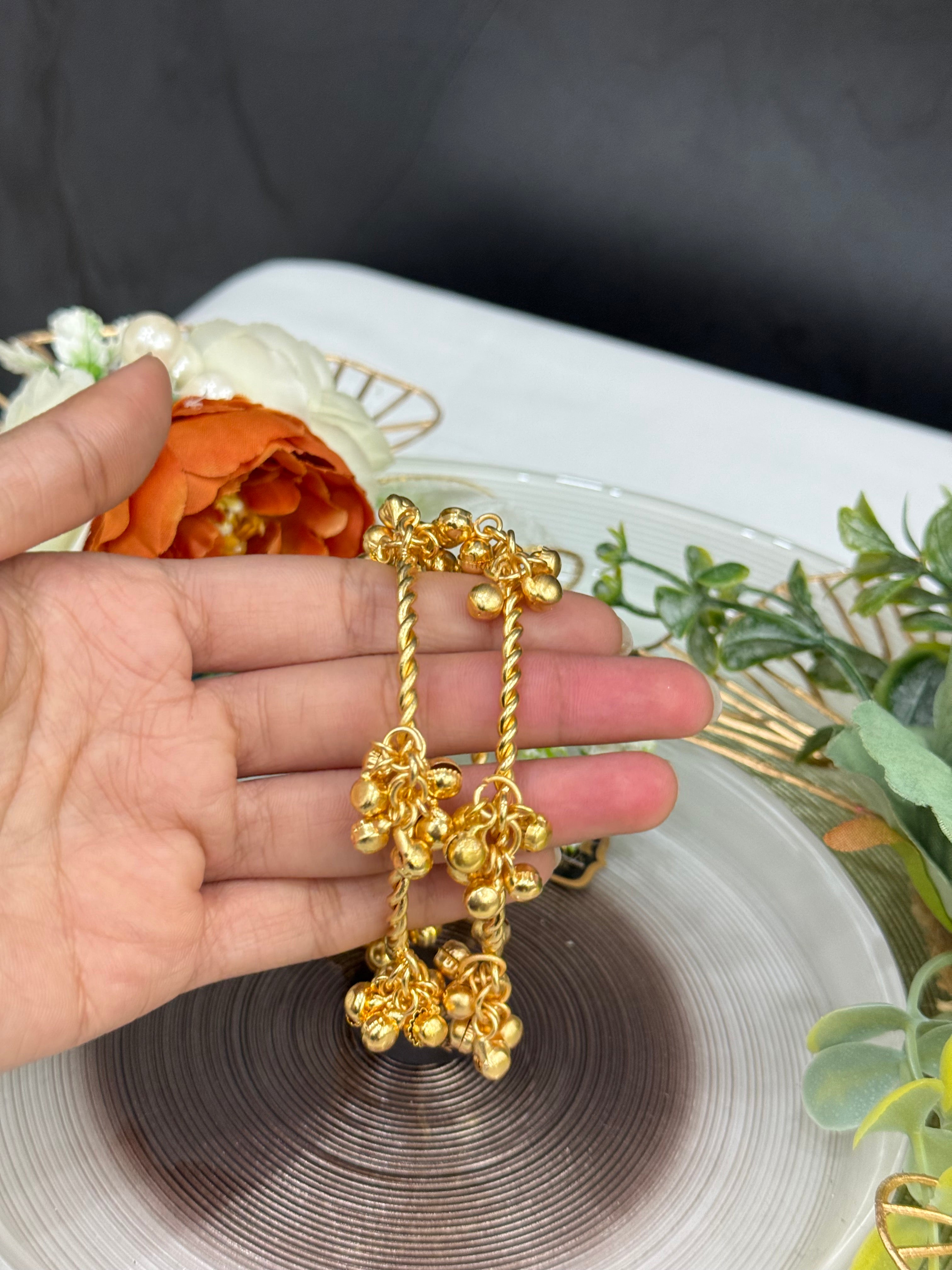 Gold Plated Ghungroo Twist Bangles