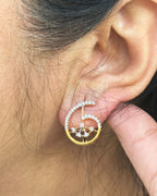 Golden Spiral Pendant With Chain and Earrings