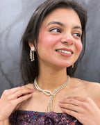 Golden Knot Dual-Tone Zircon Necklace Set