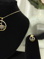 Golden Spiral Pendant With Chain and Earrings
