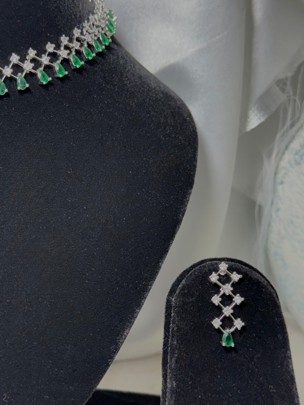 Green Dew American Diamond Choker Set