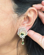 Green Bloom Pendant With Chain and Earrings