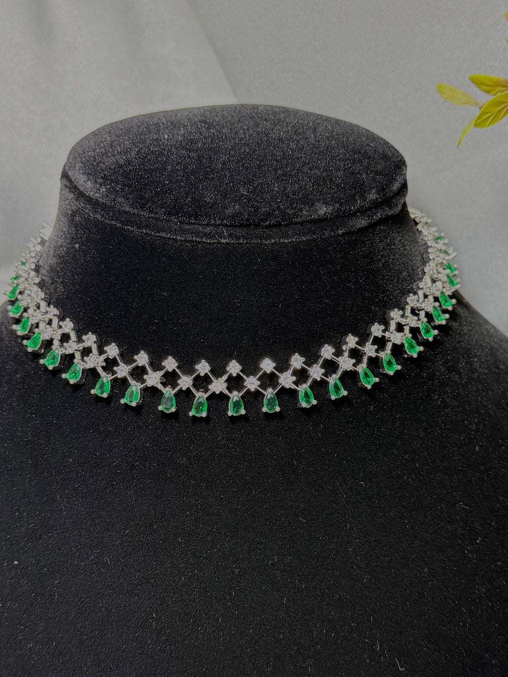 Green Dew American Diamond Choker Set