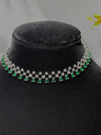 Green Dew American Diamond Choker Set