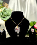 Gulnaar Grace Ruby Pendant With Chain and Earrings