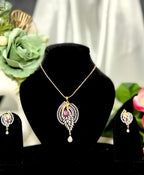 Gulnaar Grace Ruby Pendant With Chain and Earrings