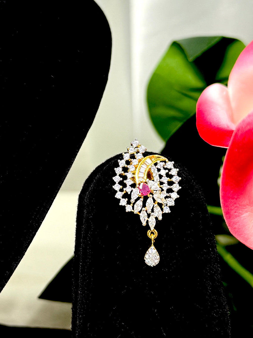 Gulnaar Grace Ruby Pendant With Chain and Earrings