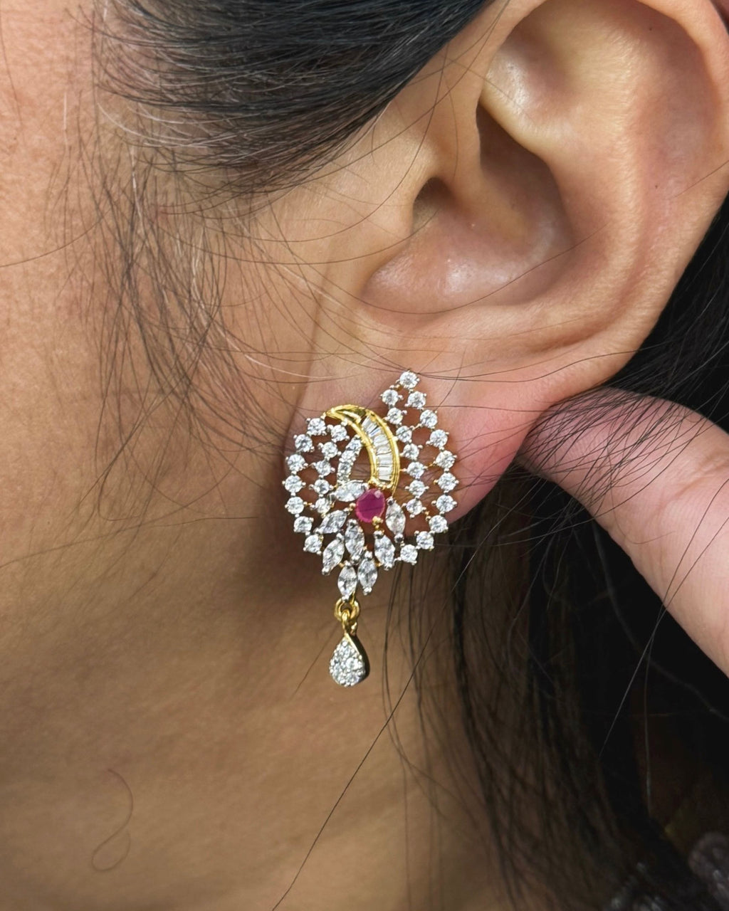 Gulnaar Grace Ruby Pendant With Chain and Earrings