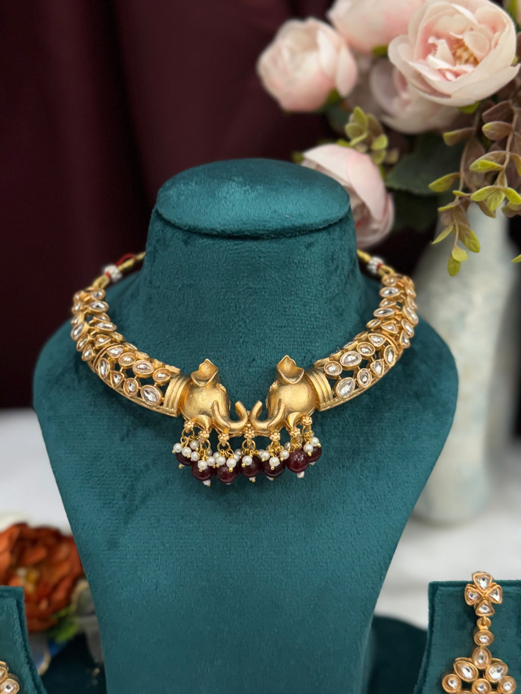 Heritage Elephant Motif Gold-Tone Choker Set