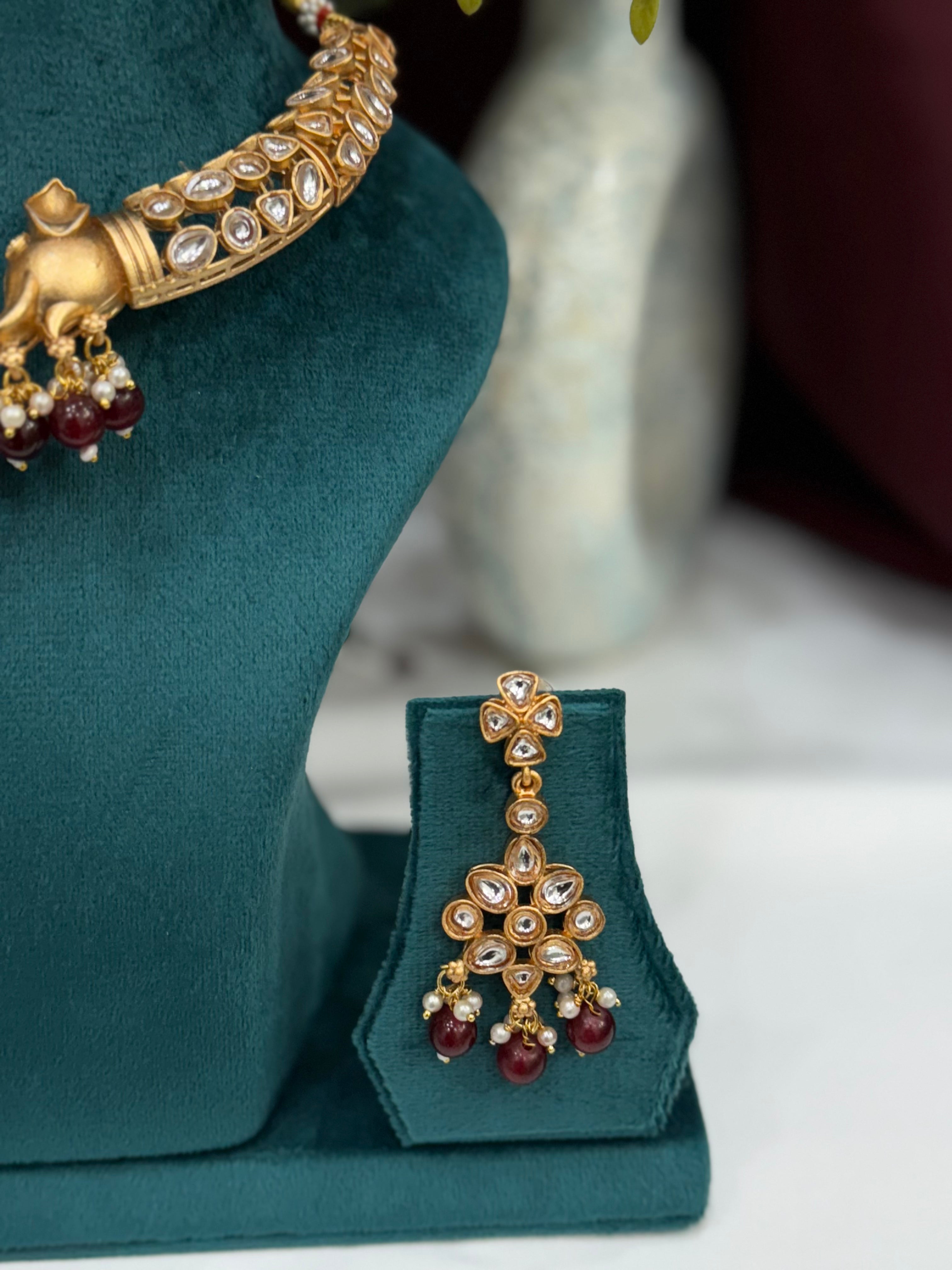 Heritage Elephant Motif Gold-Tone Choker Set