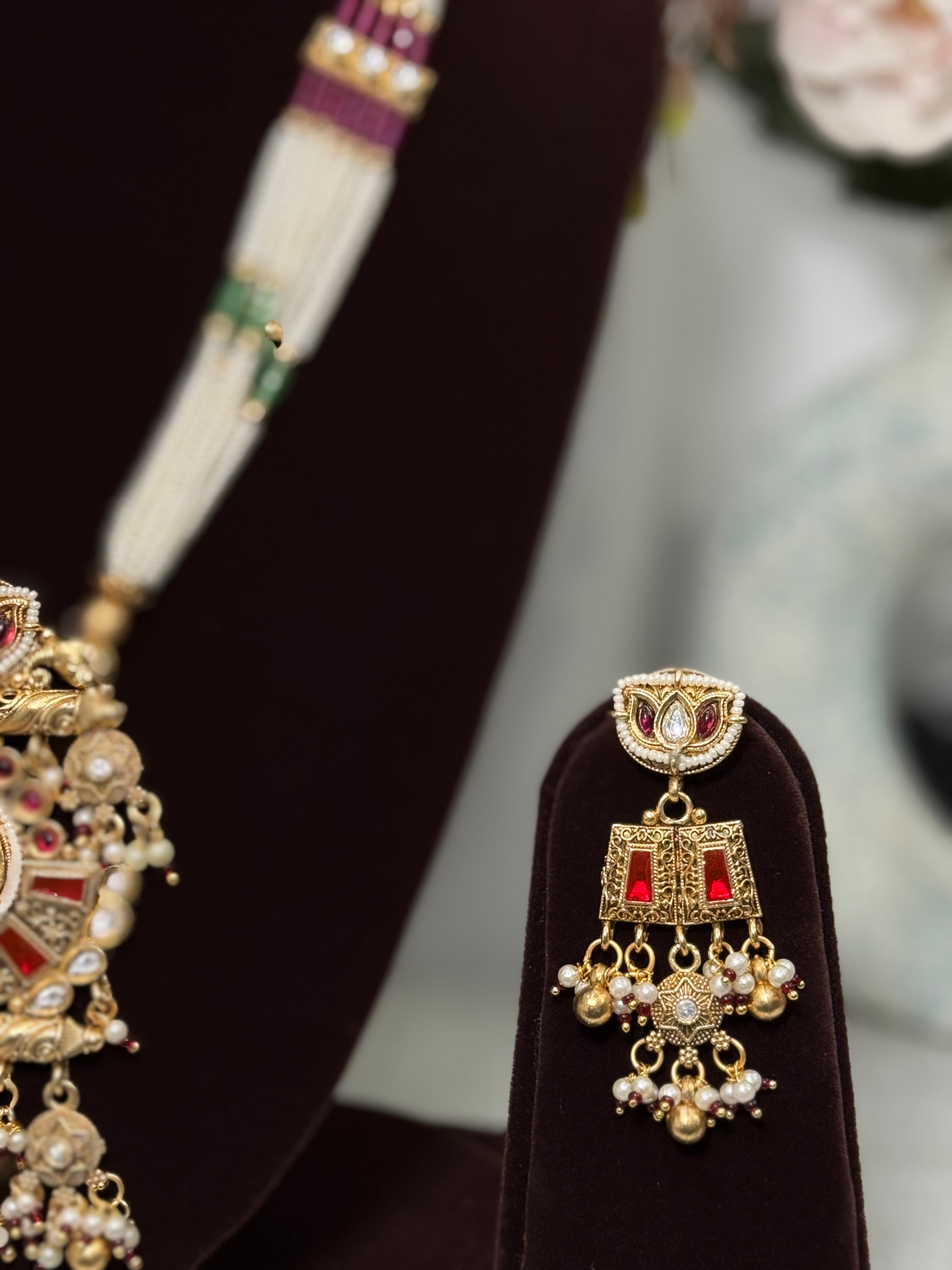 Heritage Moti Chain Long  Necklace Set