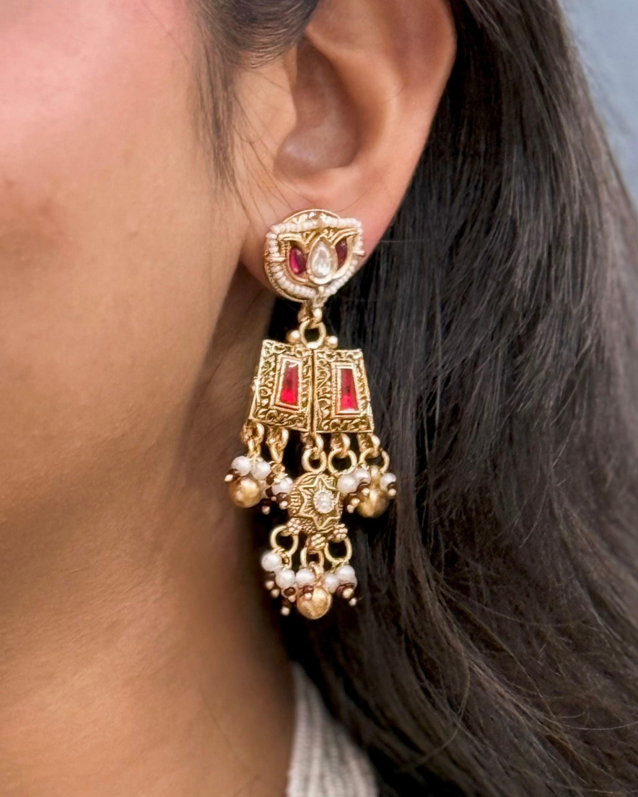 Heritage Moti Chain Long  Necklace Set