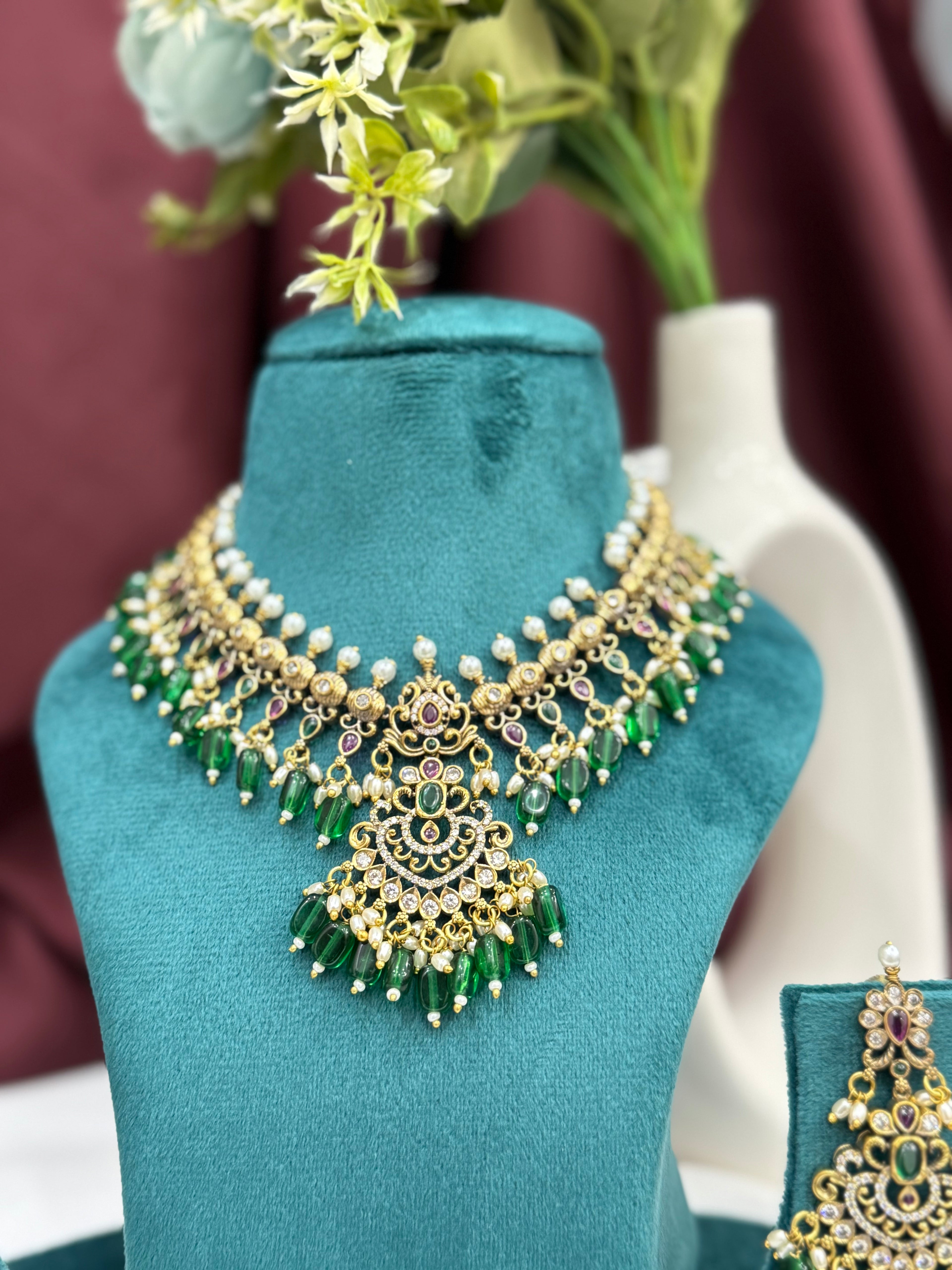 Imperial Scroll South Indian Necklace Set