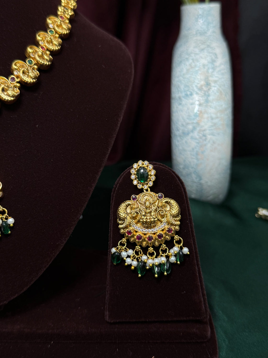 Lakshmi Temple Antique Gold Necklace Set