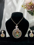 Lord Krishna Tree Pendant Set with Chain and Earrings