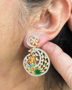 Lord Krishna Tree Pendant Set with Chain and Earrings