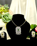 Lush Green Emerald Pendant With Chain and Earrings