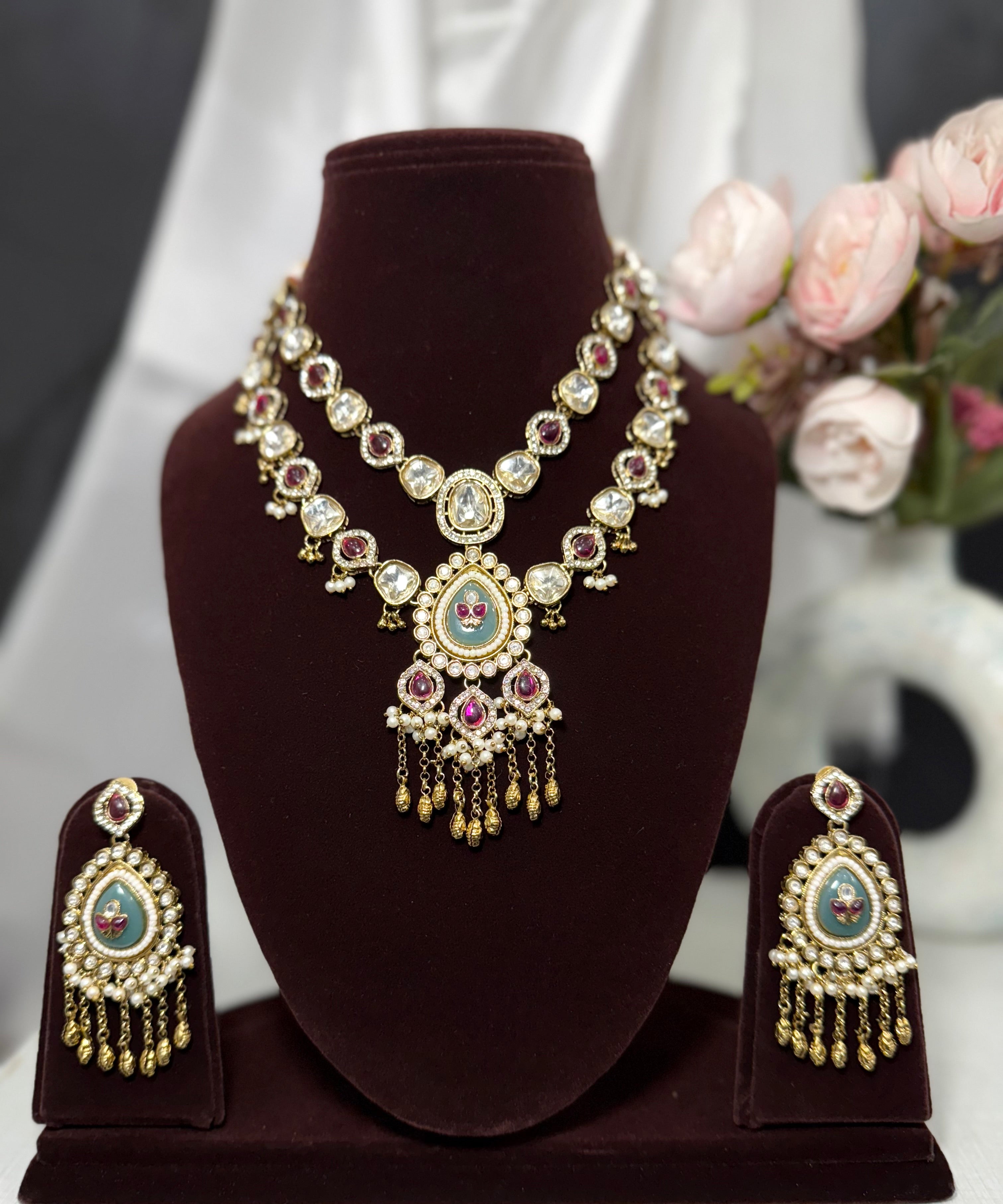 Moissanite Dual Layer Necklace Set